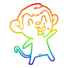rainbow gradient line drawing crazy cartoon monkey