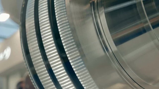 Metal milled parts is manufactured on the machine with great precision. A new product is presented for review at the exhibition. Shot in motion