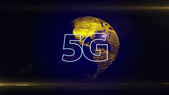 5G logo with data binary grid animation - futuristic 5G data animation - 5G Network Wireless System