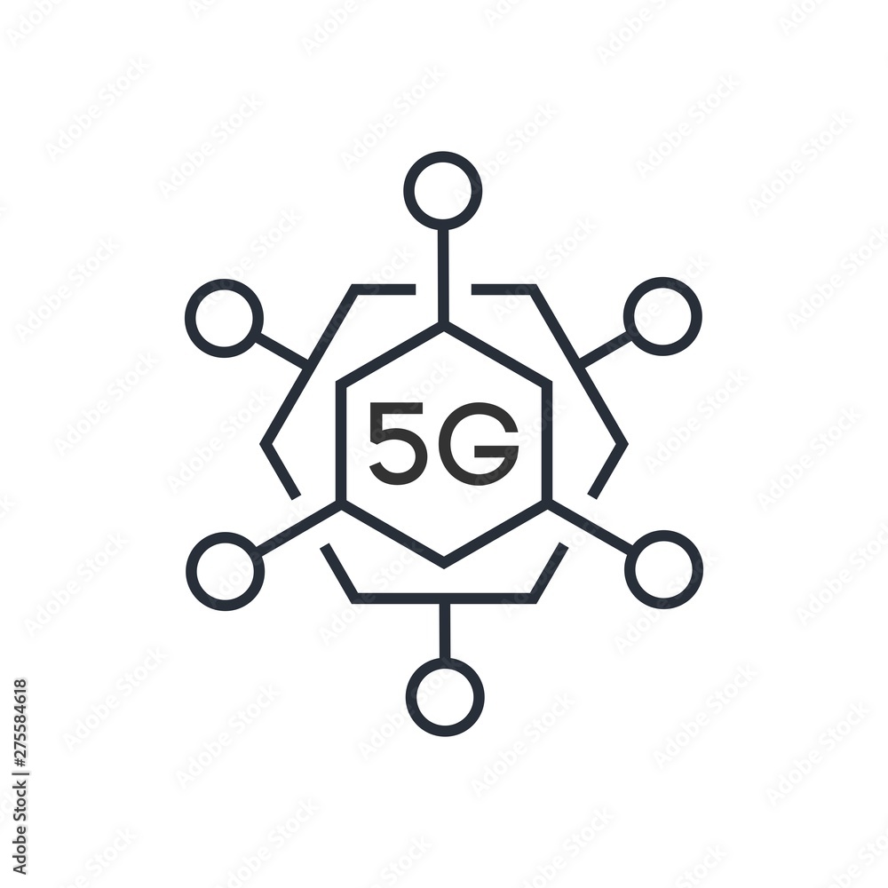 Poster connection. 5g technology. linear vector icon for web design. white background.