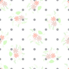 Trendy delicate pastel simple flowers, great design for any purposes. Simple modern style. Floral pattern. Elegant decorative background. Floral vector illustration.