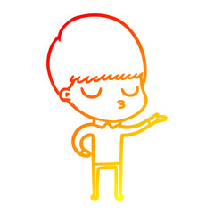 warm gradient line drawing cartoon calm boy