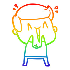 rainbow gradient line drawing cartoon excited man