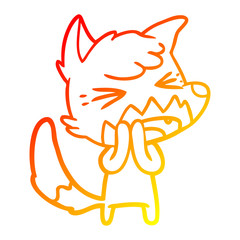 warm gradient line drawing angry cartoon fox