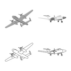 Vector illustration of plane and transport icon. Set of plane and sky stock symbol for web.