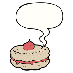 cartoon biscuit and speech bubble
