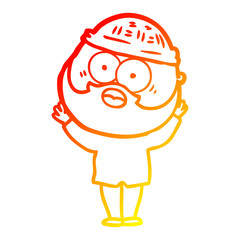 warm gradient line drawing cartoon bearded man