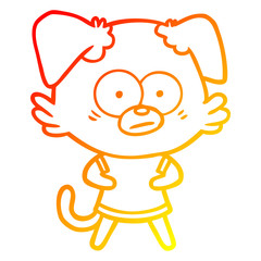 warm gradient line drawing nervous dog cartoon