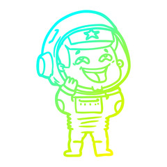 cold gradient line drawing cartoon laughing astronaut