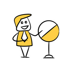 Fototapeta premium doodle stick figure businessman and ban sign