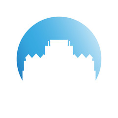 Fototapeta premium city tower building in blue circle button