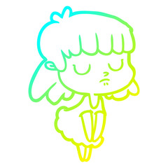 cold gradient line drawing cartoon indifferent woman