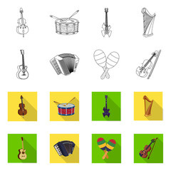 Isolated object of music and tune logo. Collection of music and tool vector icon for stock.