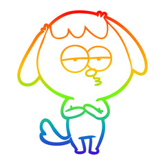 rainbow gradient line drawing cartoon bored dog