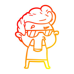 warm gradient line drawing cartoon cool guy