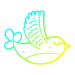 cold gradient line drawing cartoon bird