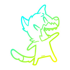 cold gradient line drawing laughing fox cartoon