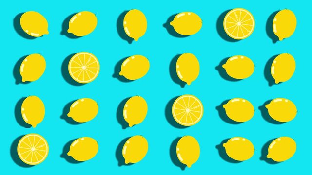 Lemon slices rotating on background