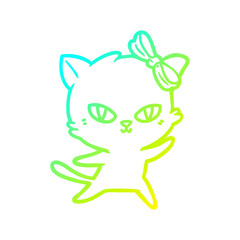 cold gradient line drawing cute cartoon cat