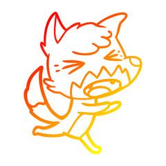 warm gradient line drawing angry cartoon fox running