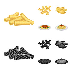 Vector illustration of pasta and carbohydrate icon. Collection of pasta and macaroni vector icon for stock.
