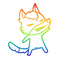 rainbow gradient line drawing angry wolf cartoon