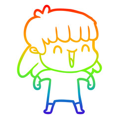 rainbow gradient line drawing cartoon worried woman