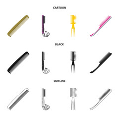Vector illustration of brush and hair sign. Collection of brush and hairbrush stock symbol for web.