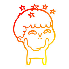 warm gradient line drawing cartoon amazed boy