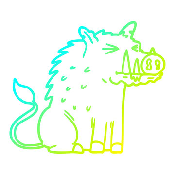 recommend clip art: cold gradient line drawing cartoon warthog