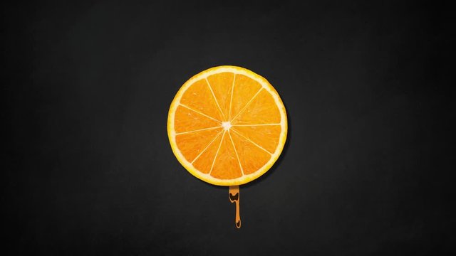 Orange slices rotating on background - animation