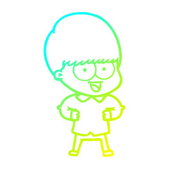 cold gradient line drawing happy cartoon boy