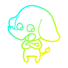 cold gradient line drawing cute cartoon elephant