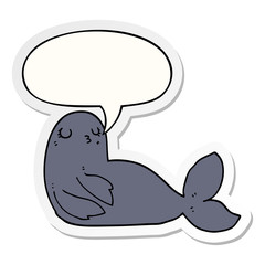 cartoon seal and speech bubble sticker
