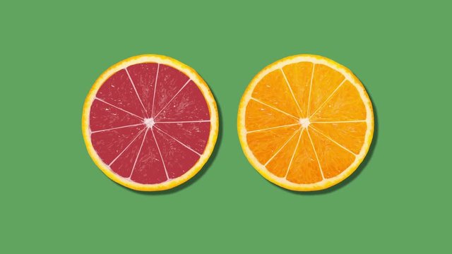 Orange slices rotating on background - animation