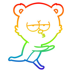 rainbow gradient line drawing bored bear cartoon