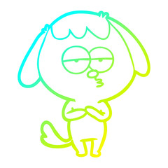 cold gradient line drawing cartoon bored dog