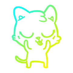 cold gradient line drawing cartoon cat