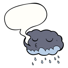 cartoon rain cloud and speech bubble