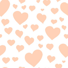 Love themes seamless texture. Red seamless pattern with red hearts isolated on white.