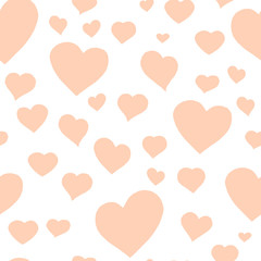 Materiał do szycia Love themes seamless texture. Red seamless pattern with red hearts isolated on white.