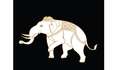 elephant in Thai traditional painting vector