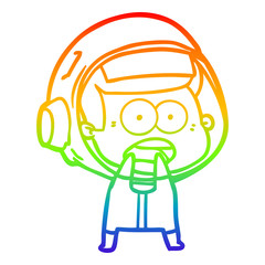 rainbow gradient line drawing cartoon surprised astronaut