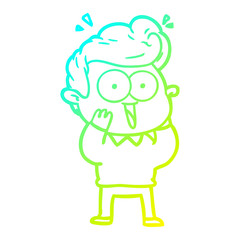 cold gradient line drawing cartoon excited man