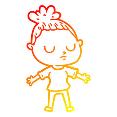 warm gradient line drawing cartoon calm woman