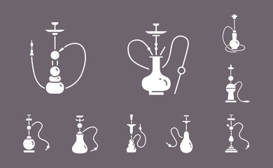 Hookah icons set - Vector symbols of shisha and smoke for the site or interface