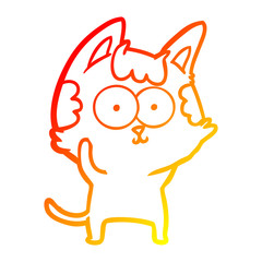 warm gradient line drawing happy cartoon cat