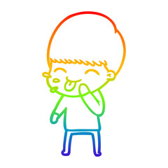 rainbow gradient line drawing happy cartoon boy