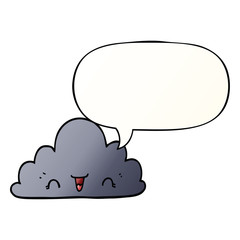 cute cartoon cloud and speech bubble in smooth gradient style