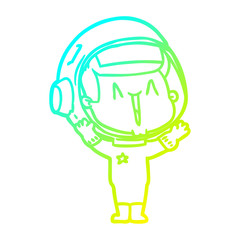 cold gradient line drawing happy cartoon astronaut